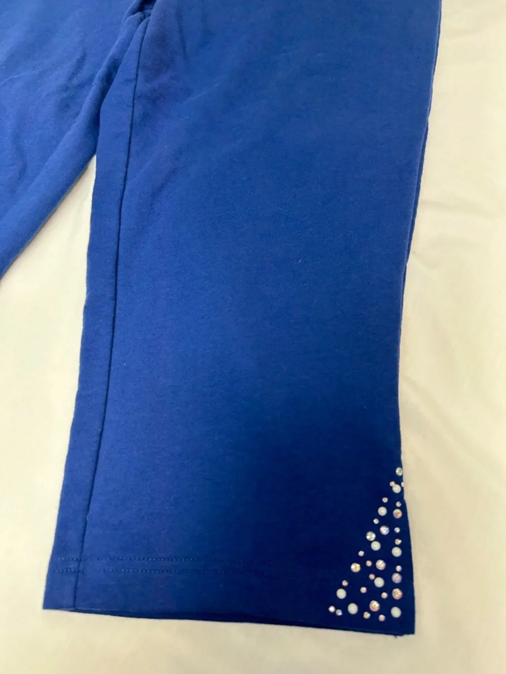 Quacker Factory Royal Blue Two-Piece Top and Pants with Rhinestone Matching Set - Picture 9 of 14